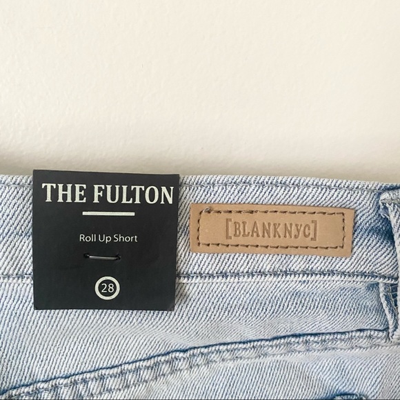 NWT Blank NYC The Fulton Light Wash Roll Up Raw Hem Jean Shorts - Picture 8 of 11
